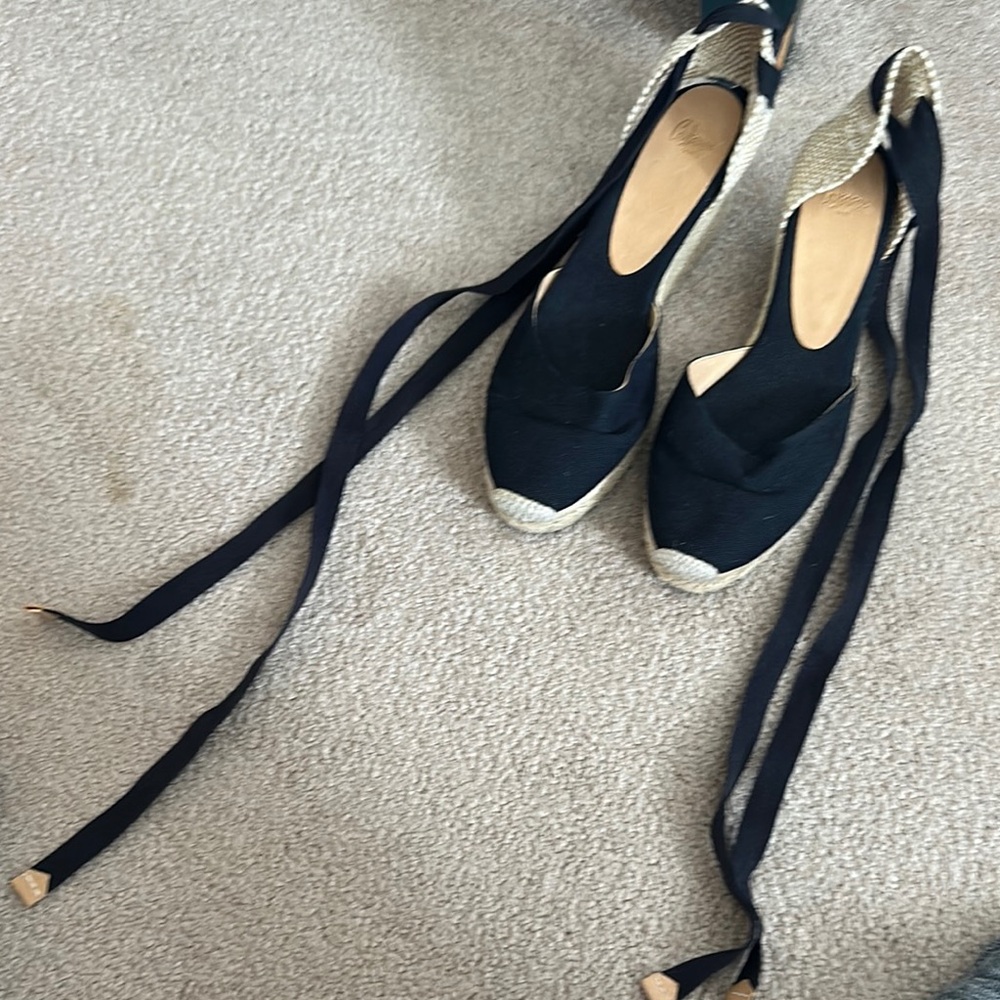 Women's Black Espadrille Wedges